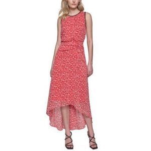 KARL LAGERFELD PARIS Womens High-Low Hem Maxi Dres Appl Red M 16